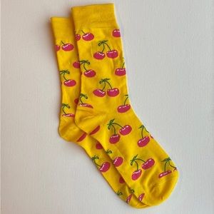 ⭐️Free w/Purchase! Cherry Novelty Socks Yellow Pink
